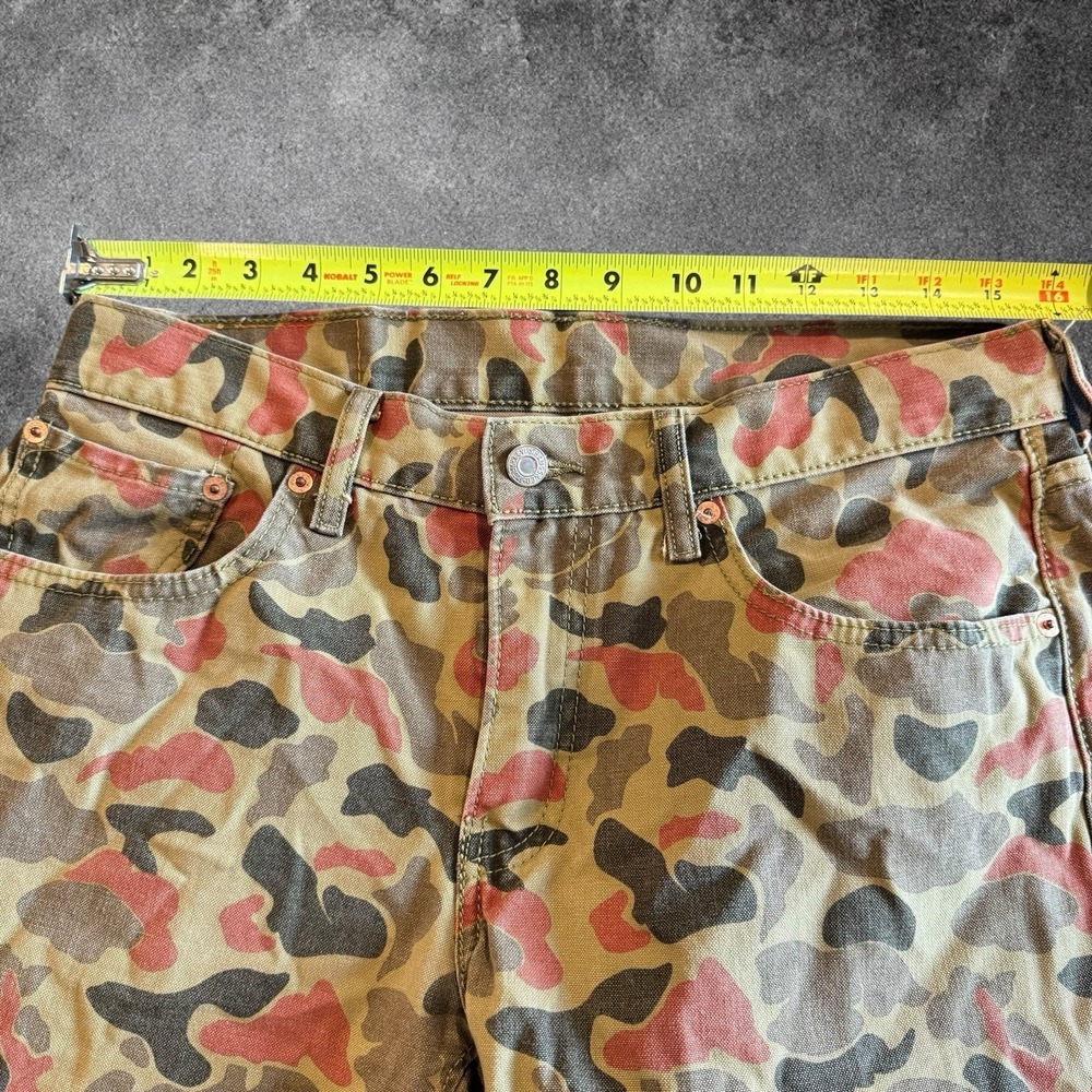 Levi's 504 Camo Shorts Mens 32 Regular Fit Orange Brown Camouflage Streetwear - Picture 3 of 6
